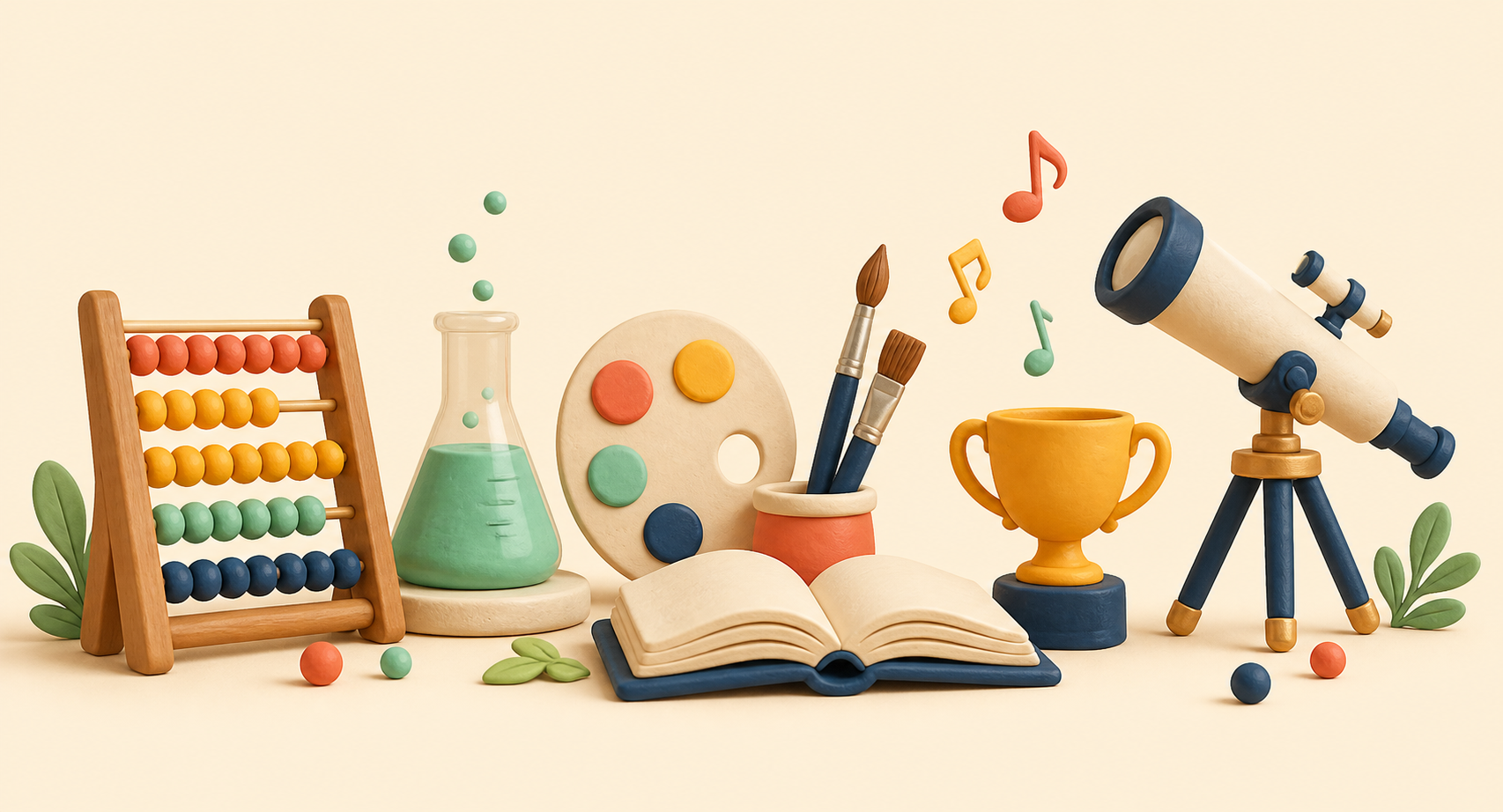 Abacus, science, art, books, music and discovery tools